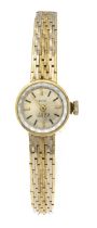 Eufa Goldband ladies' watch, 585/000 GG, silverf. Dial with applied gold-plated indices, gold-plated