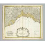 Historical map of the Gulf of Naples -- ''Geographica Status Genuensis ...'', partly col. Copper