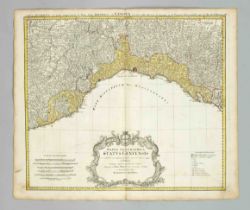 Historical map of the Gulf of Naples -- ''Geographica Status Genuensis ...'', partly col. Copper