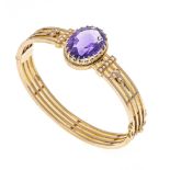 Amethyst and oriental pearl bangle RG 585/000 with an oval faceted amethyst 18 x 13 mm and