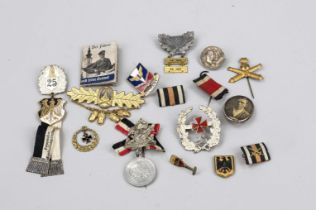 Mixed lot of military and patriotic badges and pins, 1st and 2nd half of the 20th century, metal and