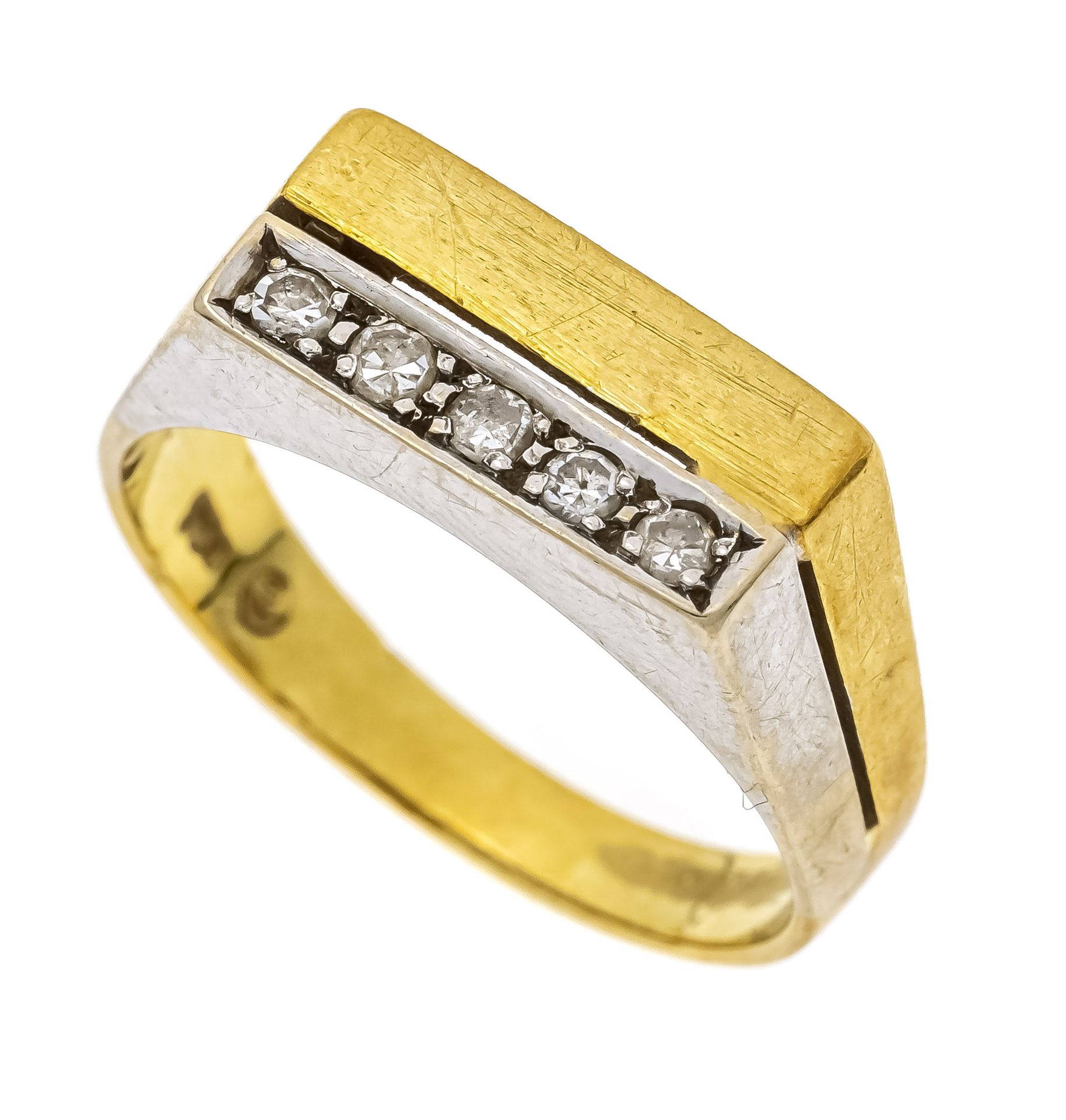 Diamond rivière ring GG/WG 750/000 with 5 octagonal diamonds, total 0.12 ct (hallmarked) W/SI, RG