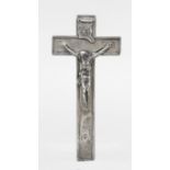 A crucifix, 18th century (?), hammered hallmarks, unmarked silver, Corpus Christi in three-nail