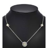 Givenchy costume jewelry necklace metal with 7 round faceted gemstones 6.1 and 5.7 mm, with
