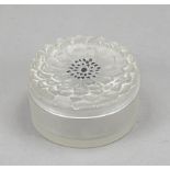 Round lidded box, France, 2nd half 20th century, Lalique, Dahlia model, cylindrical box, lid with