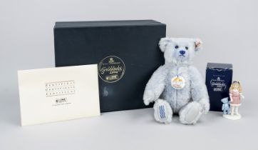 German-Danish cross branding Steiff/Royal Copenhagen ''Goldilocks'', 2004. Set with light blue teddy