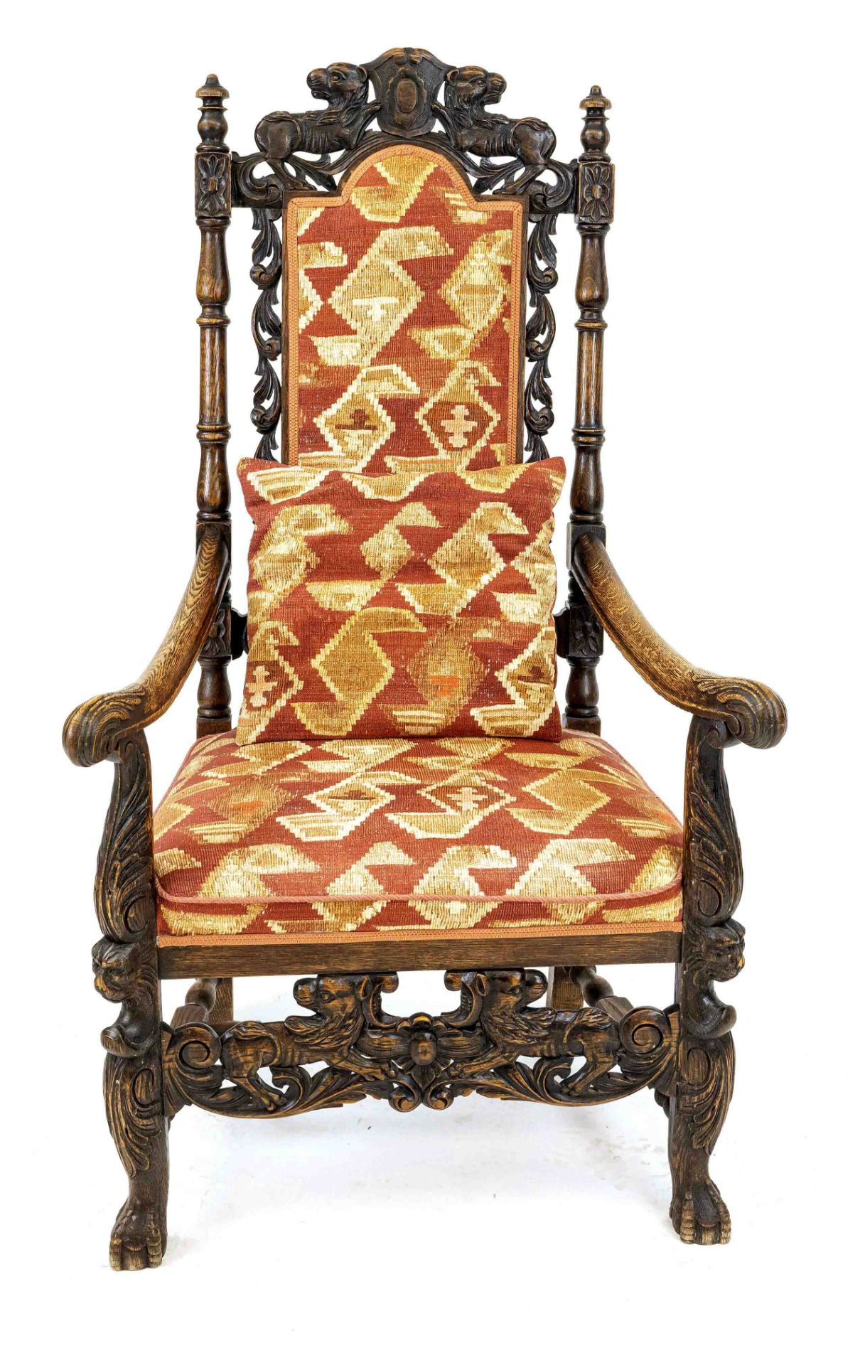 Armchair from around 1880, oak, carving typical of the period, 125 x 70 x 60 cm - Image 2 of 2