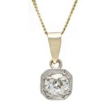 Old-cut diamond pendant GG/WG 585/000 with one old-cut diamond 0.40 ct l.tintedW/VS-SI, 5.25 x 4.