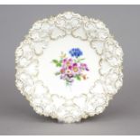 A magnificent plate, Meissen, mark after 1950, 2nd choice, model no. A111b, polychrome painting,