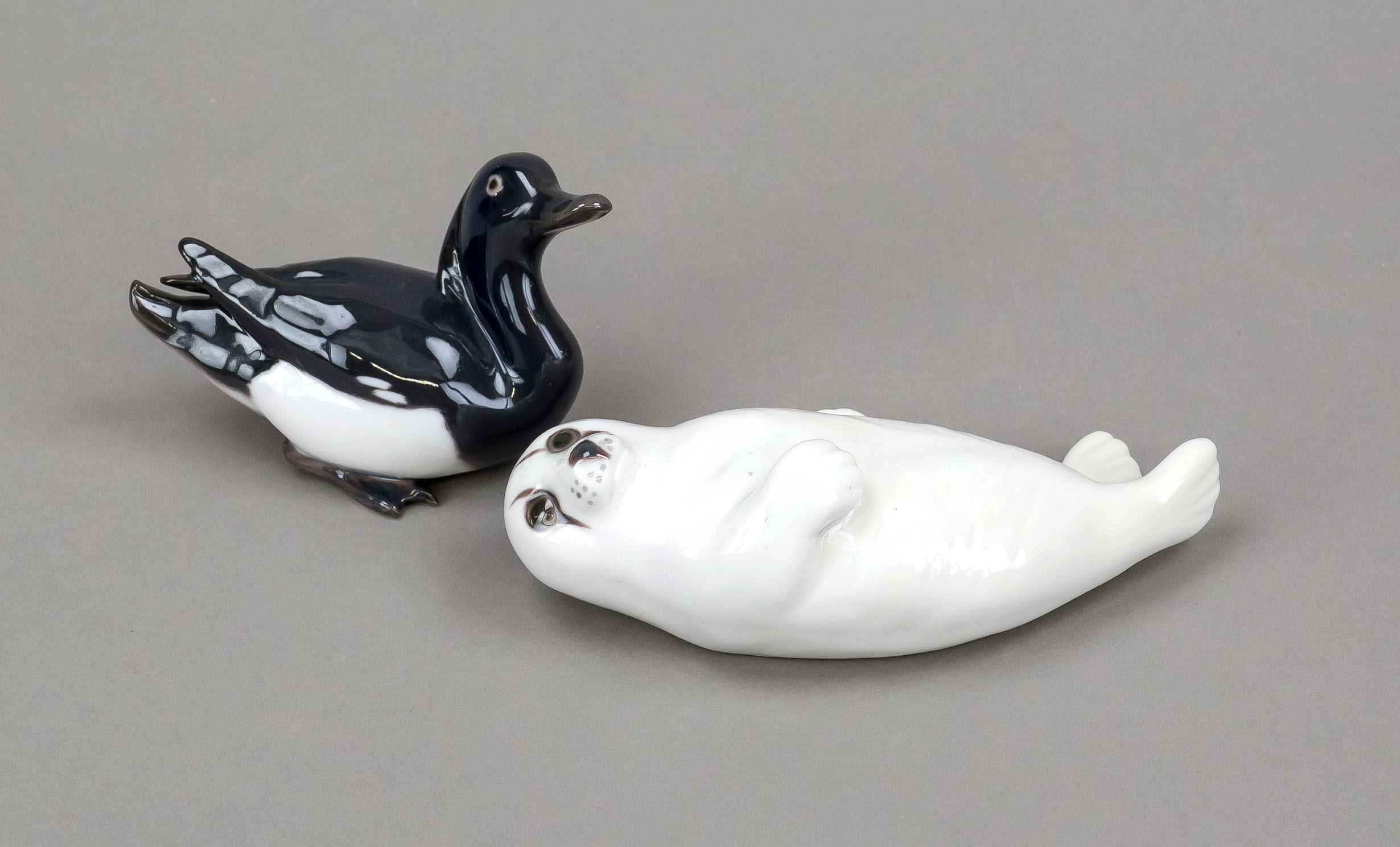 Two animal figurines, Bing & Gröndahl, Copenhagen, late 20th century, painted in underglaze