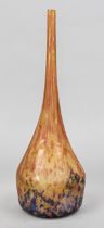 Narrow-necked vase, France, early 20th century, Daum, Nancy, round base, 4-lobed body, long, slender