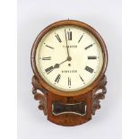 pub clock, marked'' T.Cooper NEWHAVEN'', 2nd half 19th century, mahogany, cracked, metal dial with