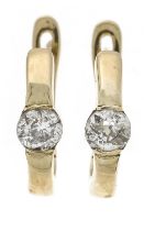 Old-cut diamond hoop earrings GG 585/000 with 2 old-cut diamonds, total 0.50 ct tintedW/PI2, l. 13