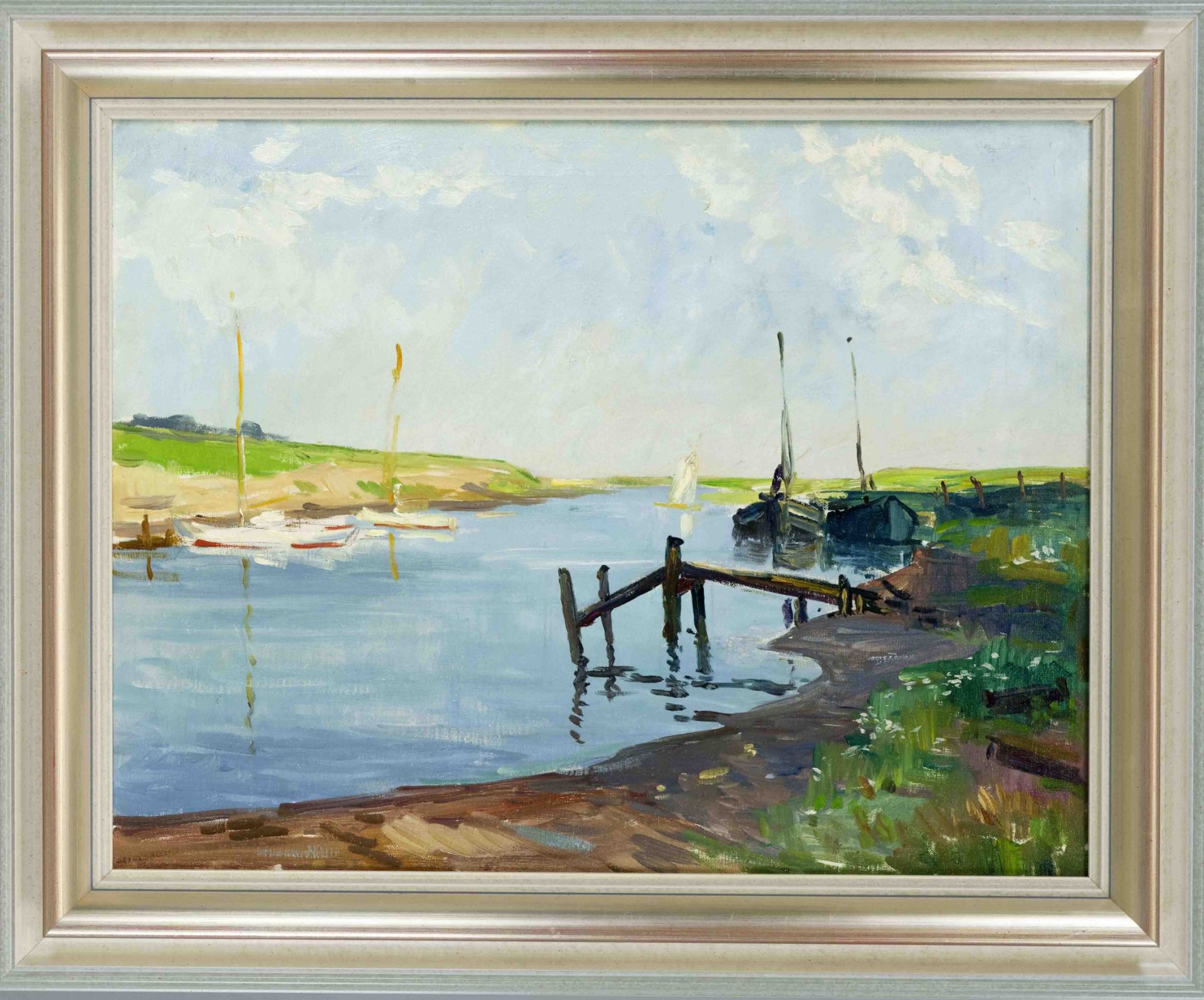 Paul Ernst Wilke (1894-1971), Bremerhaven landscape painter active in Worpswede, "Rüstersiel", oil