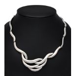 Mexican design link necklace silver 950/000 made of smooth, wavy links, box clasp, l. 42 cm,