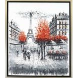 Decoration painter 21st century, Parisian street scene, oil/canvas, signed, framed 65 x 56 cm