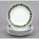 Six breakfast plates, Meissen, 2nd half of the 20th century, 1st choice, decorated with vine