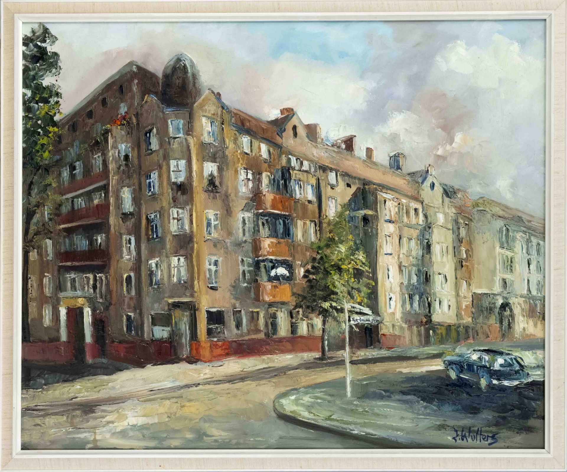 Jutta Wolters, German artist 2nd half 20th century, Berlin street corner (Grimmstraße corner