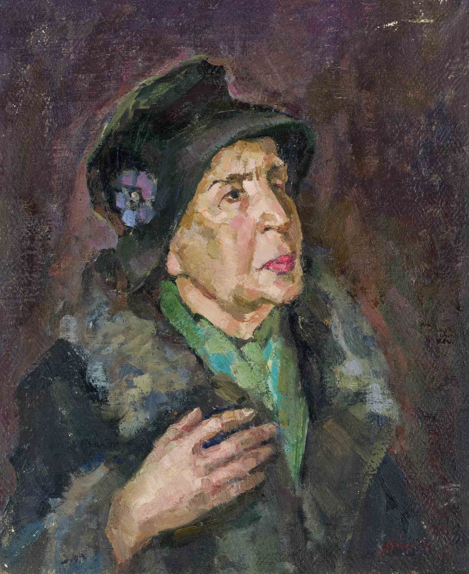 Leonid Zabinski (1928-2002), Ukrainian artist, Lady with Hat, oil on canvas, indistinctly signed