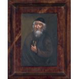 monogrammed J.A.N., 20th century, Portrait of a Jew with a kippah, oil on panel, profiled towards