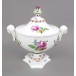 A rare Classicist lidded tureen with pharaoh's heads, Meissen, Marcolini mark 1774-1814, designed by