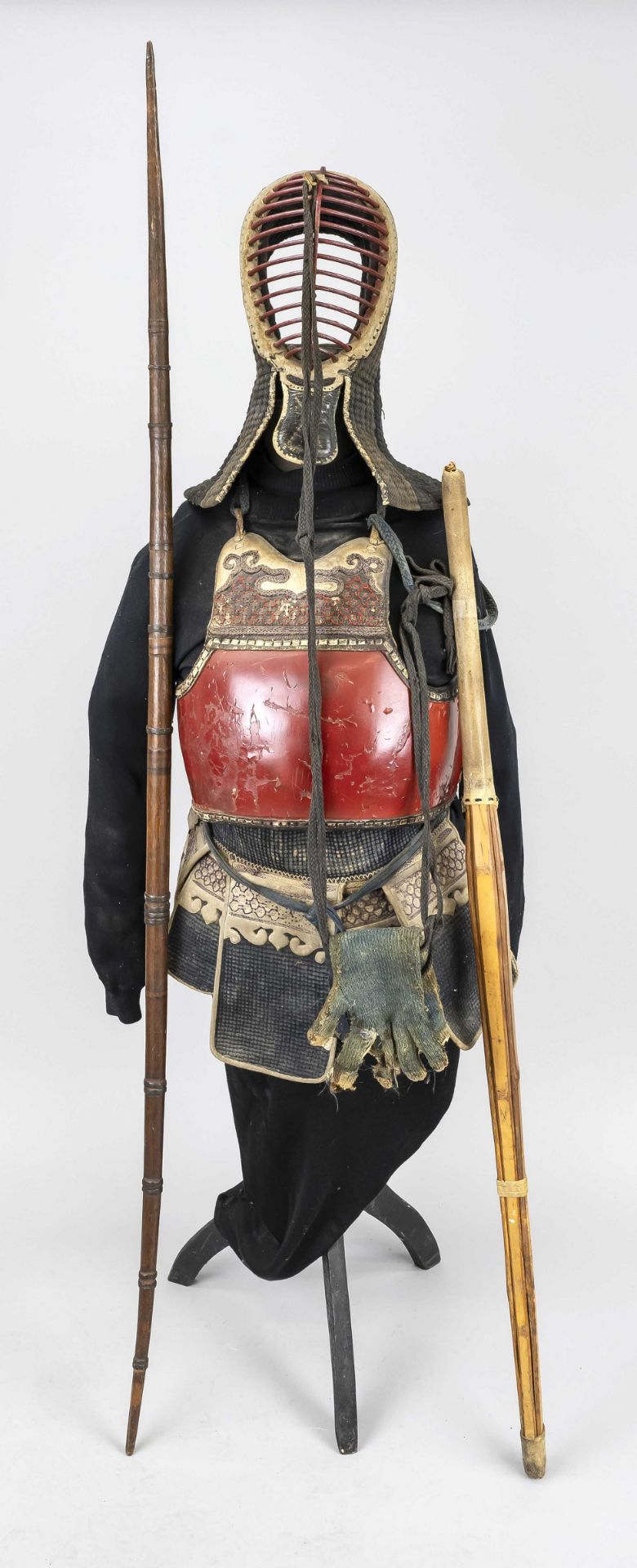 Kendo armor, Japan, 19th/20th century, leather, fabric, lacquer, textile, metal. Heavier signs of