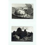 Ronald de Haan, 2nd half 20th cent., four surreal-symbolistic etchings with mythological themes,