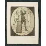 Erotica -- Convolute of 4 etchings with erotic and fetishistic depictions: Etching by Meph, i.e.