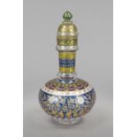 Carafe, c. 1900, probably Fritz Heckert, Jodhpur, round base, spherical body, straight neck, domed