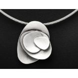 Design pendant silver 825/000 matt elements lying on top of each other, l. 34 mm, on silver choker