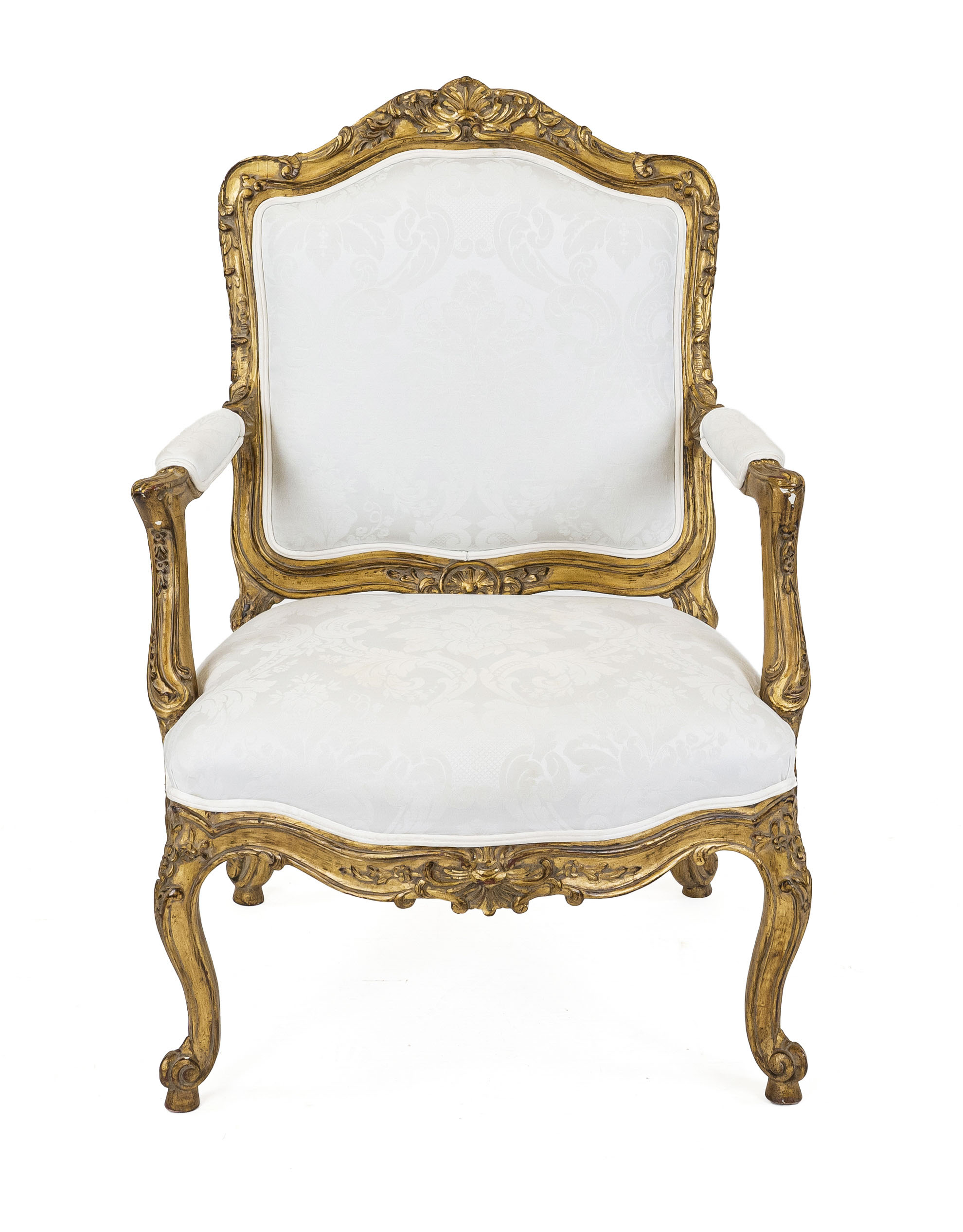 Louis Quinze style armchair, 19th century, carved and gilded beech wood, backrest with rocaille - Image 2 of 3