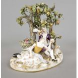 Shepherd group with tree, Meissen, mark 1850-1924, 2nd choice, designed by Johann Joachim Kaendler