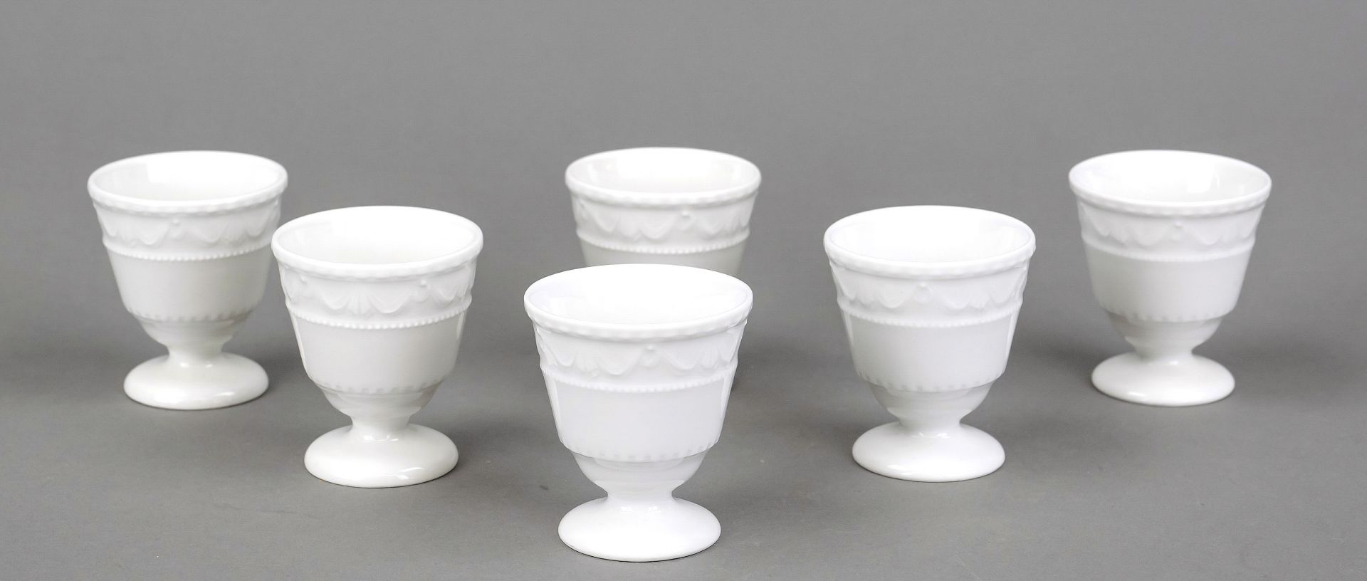 6 egg cups, KPM Berlin, marks 1962-1992, 2nd choice, Kurland shape, designed for the last Duke of