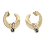 Sapphire-brilliant stud earrings GG/WG 585/000 with 2 faceted sapphire drops 3.7 x 2.8 mm blue,