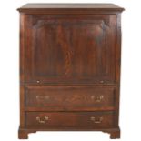 Bar/TV cabinet, late 20th century, solid oak, straight flap hinged upwards, 125 x 93 x 60 cm -