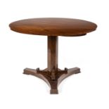 Round tea table in the Biedermeier style, late 20th century, mahogany veneer, folding top, h. 75 cm,