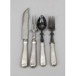 Four serving pieces, 19th century, silver 13 solder (812.5/000), plain form with monogram, 2-piece