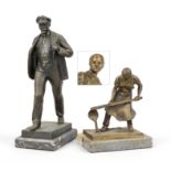 Anonymous sculptor 1st half 20th century, fleeing Lenin, patinated bronze on marble plinth,