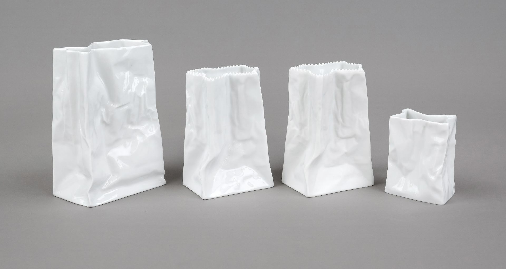 Four cone vases, Rosenthal, 3x studio line, late 20th century, 1x do not litter collection, 21st