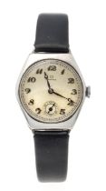 Omega men's watch 925/000 sterling silver, probably circa 1900, polished case, domed plexiglass,