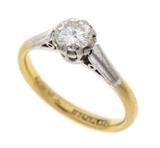 Brilliant solitaire ring GG 750/000 and platinum with one brilliant-cut diamond 0.50 ct slightly