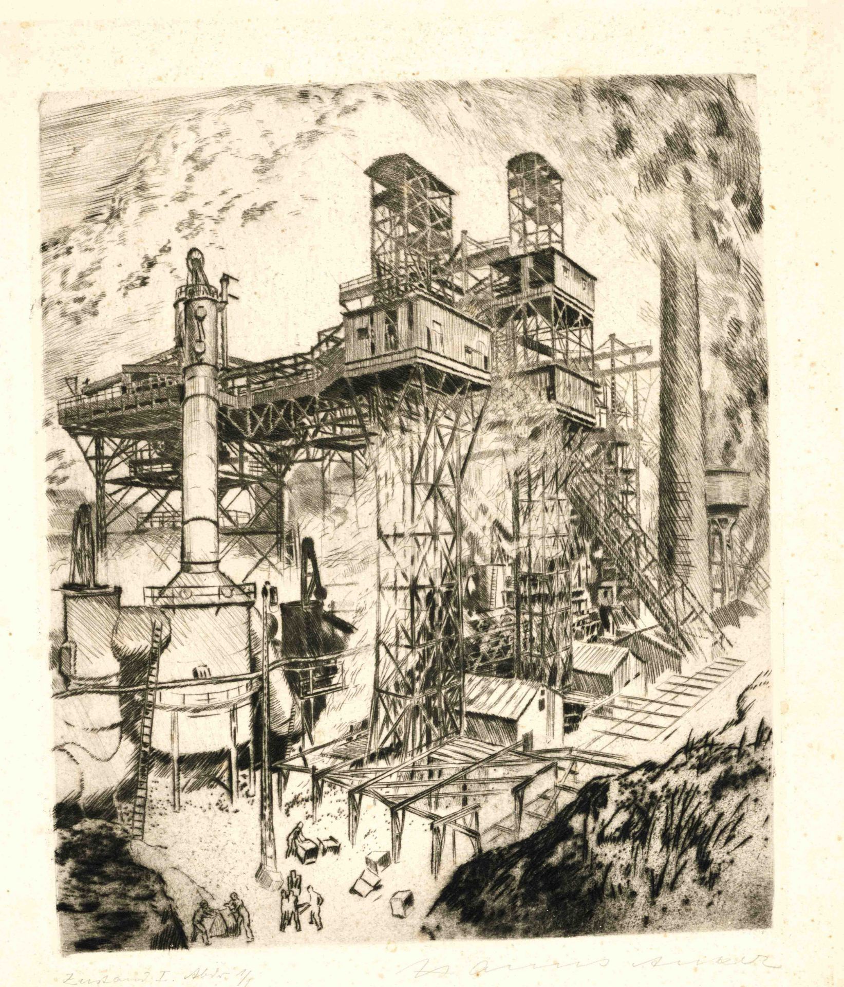 Hanns Anker (1873-1950), bundle of 11 etchings on industry and mining, each signed by hand, some - Image 4 of 4