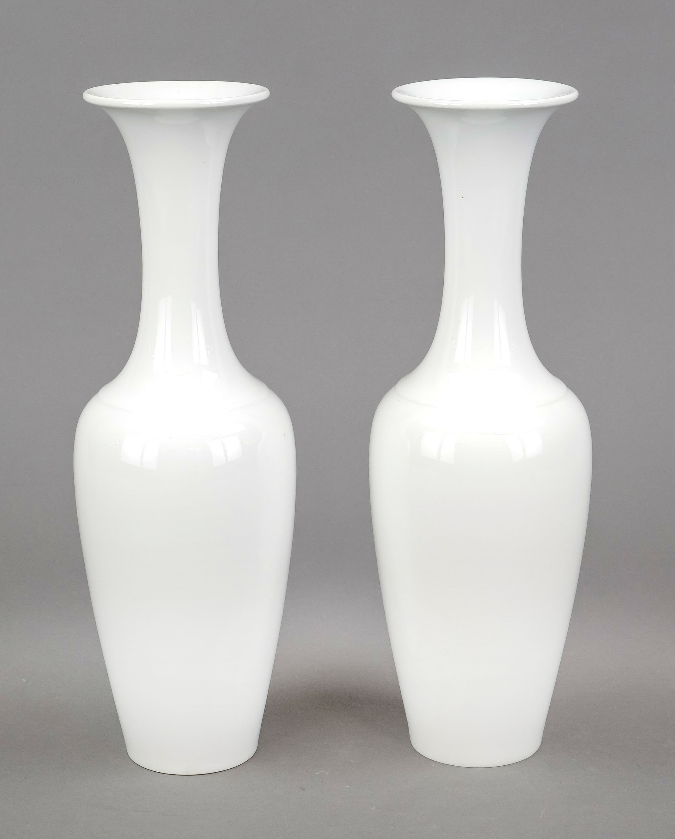Two vases, KPM Berlin, mark 1962-1992, 2nd choice, shape Asia small, white, h. 28 cm