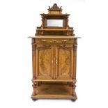 Vertico with mirrored top around 1880, walnut, door panels with fine gilded incised decoration,