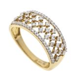 Filigree brilliant-cut diamond ring GG/WG 585/000 with 26 brilliant-cut diamonds and 48 octagonal