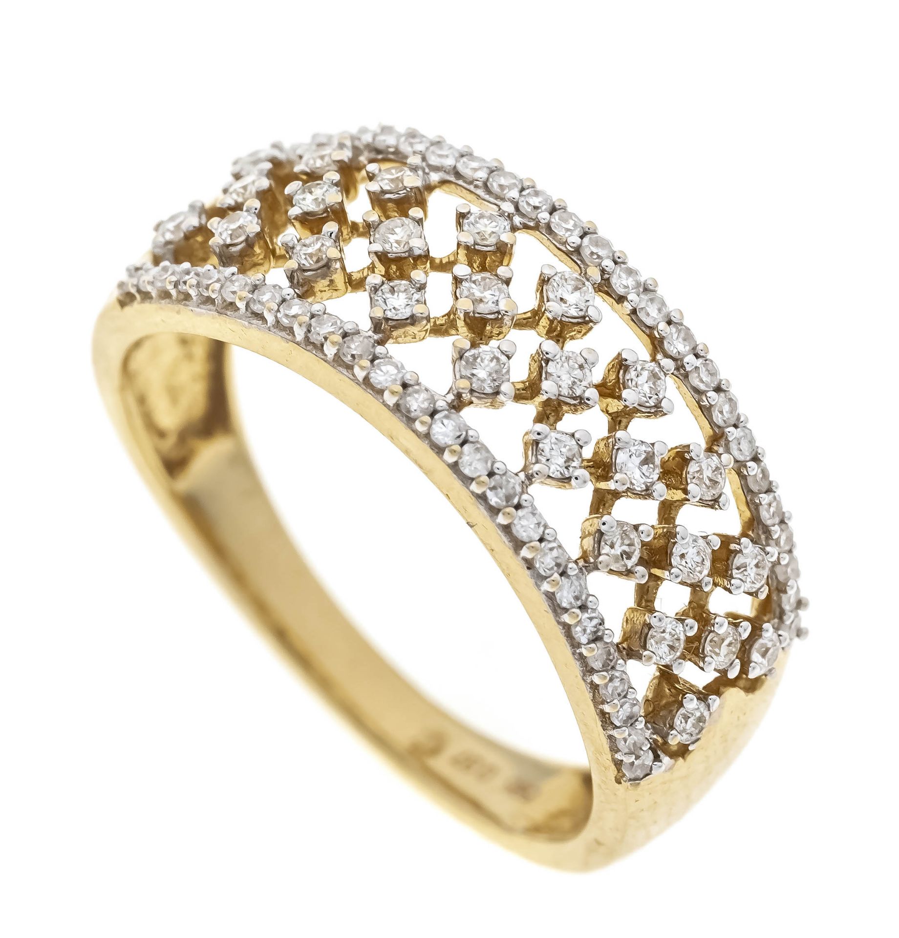 Filigree brilliant-cut diamond ring GG/WG 585/000 with 26 brilliant-cut diamonds and 48 octagonal
