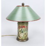 Table lamp, 19th/20th century Marriage from an old tin box, late 19th century, ''Caffee-Rösterei