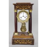 Portalu clock, 2nd half 19th century, oak with maple inlays, floral motifs and rocailles in the head