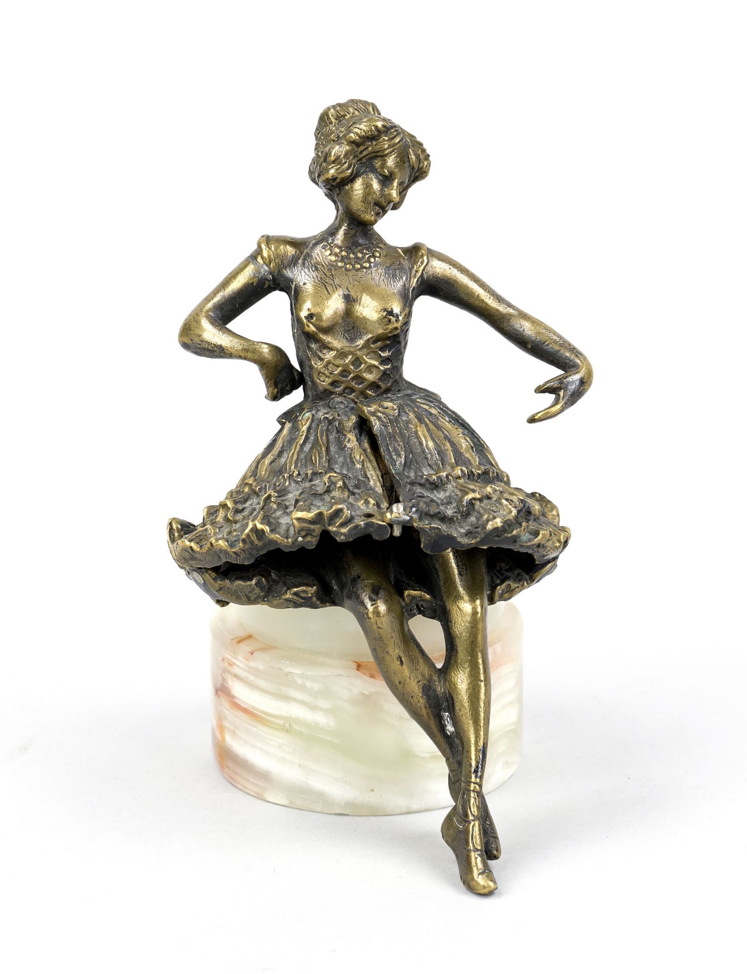Bronze figure in the style of erotic Viennese bronzes, mid 20th century, seated woman with skirt - Image 2 of 2