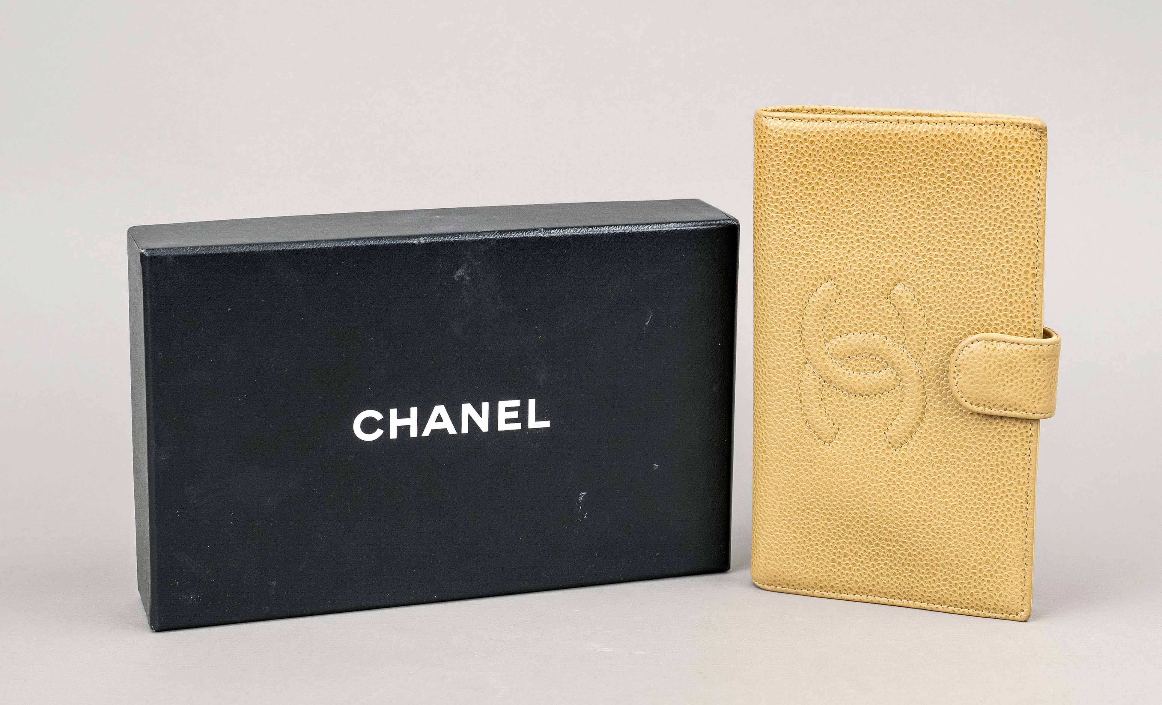 Chanel, Large Vintage Caviar Leather Wallet, caramel-colored caviar leather, gold-colored